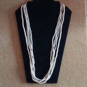 Faux Pearl Multi Strand Long Necklace